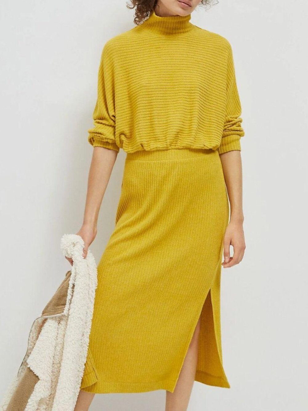 Anthropologie Mariah Ribbed Knit Maxi Dress in Yellow, Size M